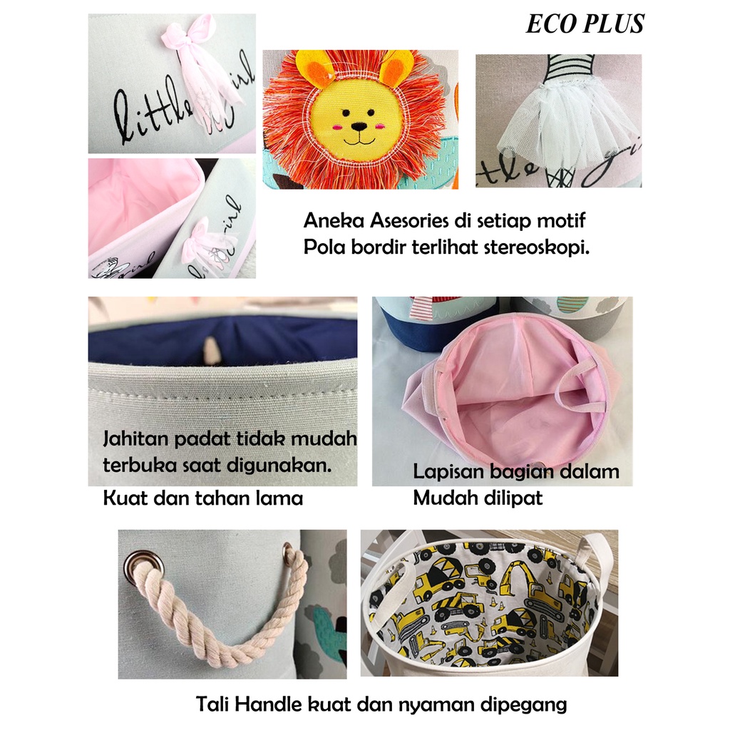 Keranjang Basket Kotak Tempat Simpan Mainan Baju Anak Storage Bucket Foldable Bahan Tebal Penyimpanan Toys