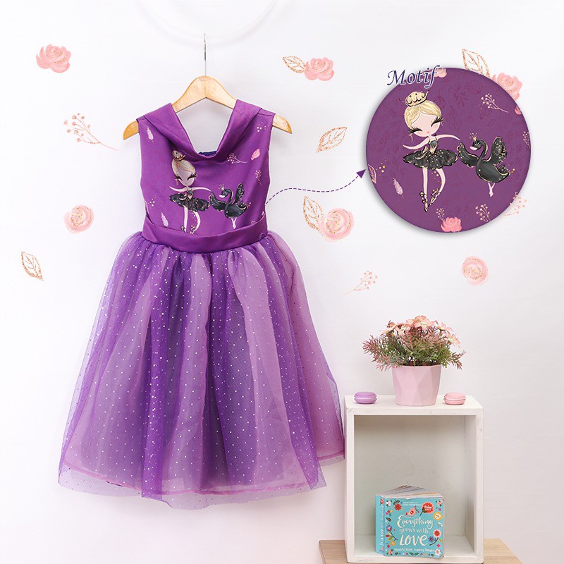 DRESS PESTA ANAK BALLERINA PURPLE USIA 2-12TH JC20E