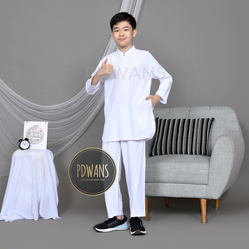 BAJU KOKO Pakistan Remaja Putih Setelan Ukuran Tanggung 11 12 13 14 15 Tahun BGM07 PDWANS
