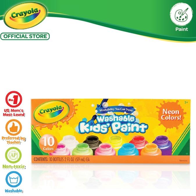 

PERALATAN MENGGAMBAR CRAYOLA WASHABLE KIDS NEON PAINT - 10 COLOR PERALATAN LUKIS