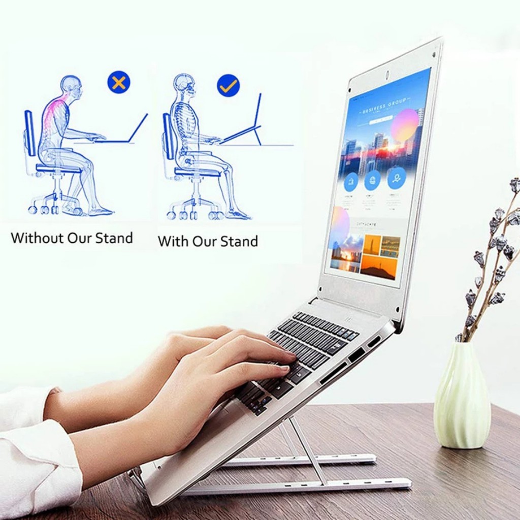 Stand Peninggi Laptop Aluminium Alloy - Dudukan Laptop Portable