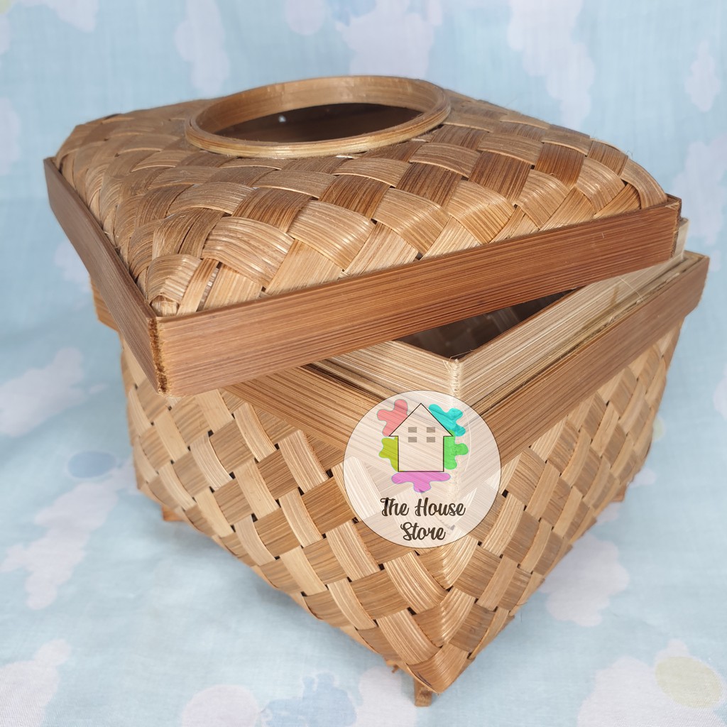 TEMPAT TISSUE ANYAMAN BAMBU MINI / WADAH HAMPERS