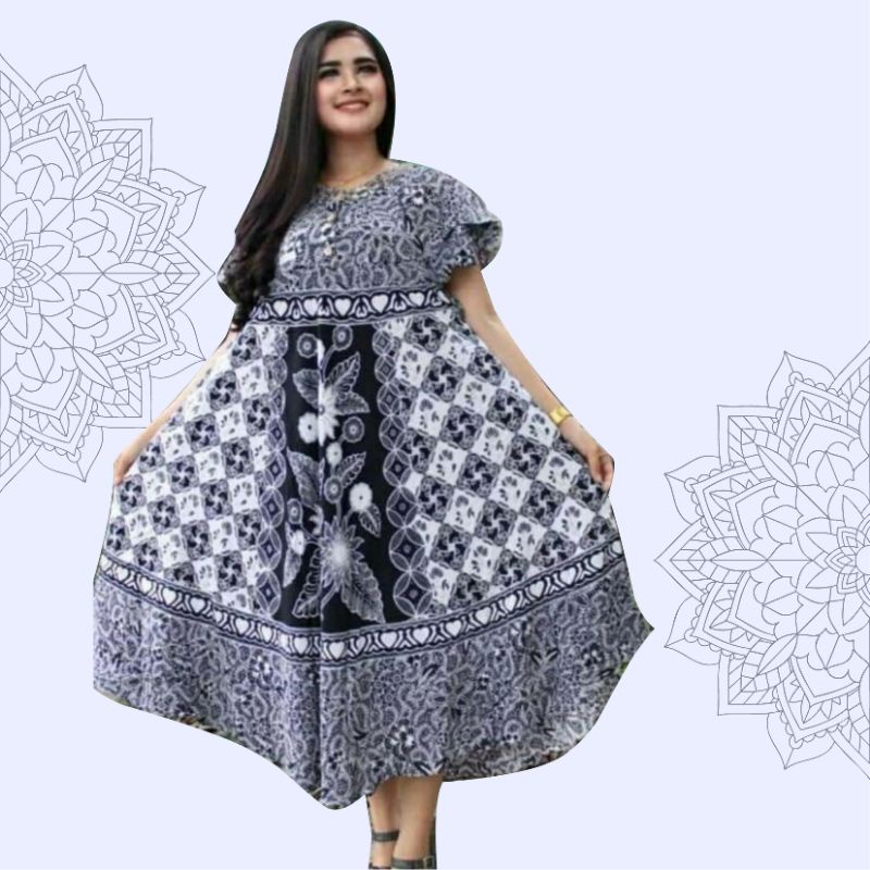 Mama Dress Baju Ibu Hamil Menyusui Motif Batik Premium Jumbo Ld 120 Cm Kancing Depan Rayon Adem  Dre