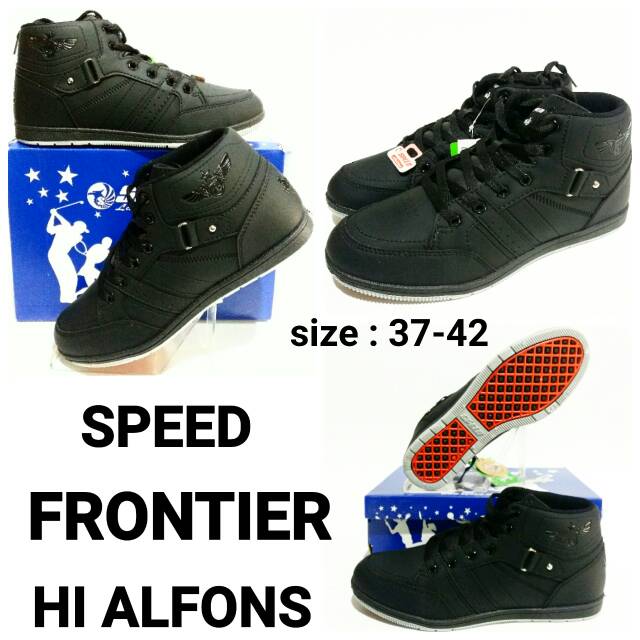 Sepatu sekolah dewasa full black Speed frontier hi alfons sepatu speed hitam murah da murah