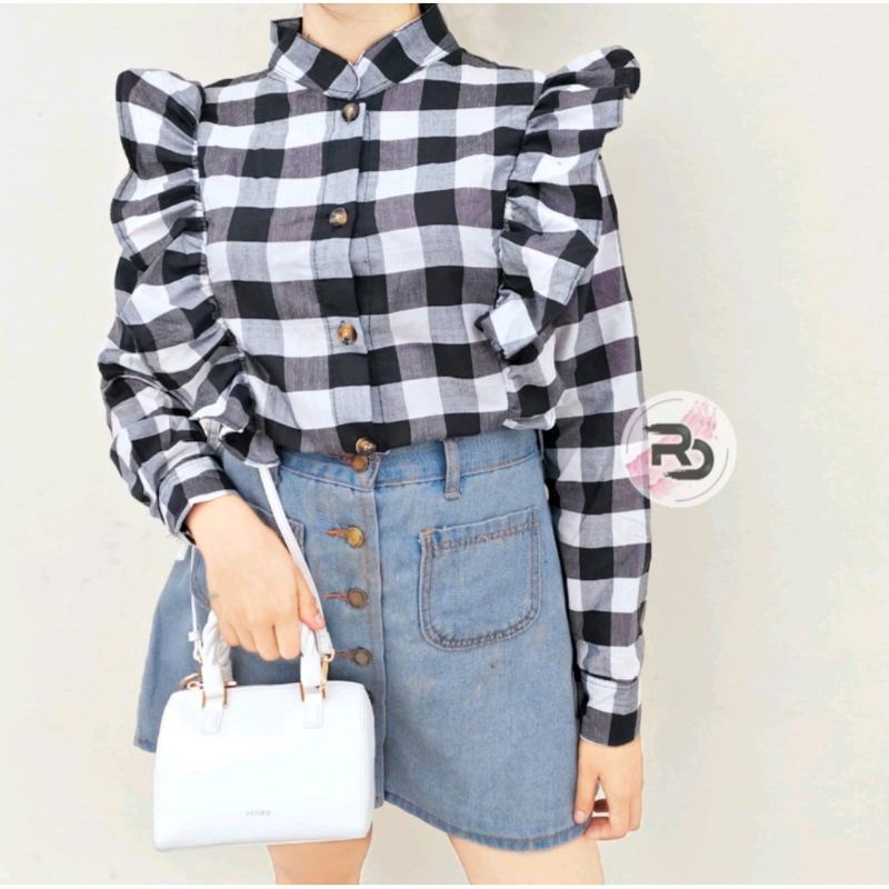[ GRATIS ONGKIR ] Atasan Kemeja Wanita Una Top Blouse Korean Style Murah Kekinian