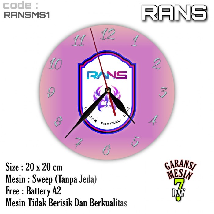 Jam Dinding RANS NUSANTARA Team Club Klub Sepak bola RANS NUSANTARA