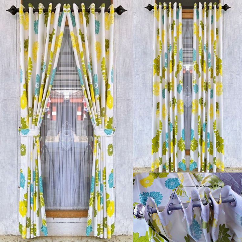 Gorden Jendela kamar Tidur Minimalis Motif Bunga Matahari