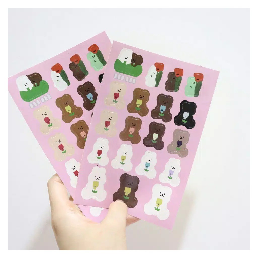 

1 LEMBAR STIKER KOREA TEMA BERUANG TULIP SCRAPBOOK DIY DIARY BULLET JURNAL LUCU MURAH