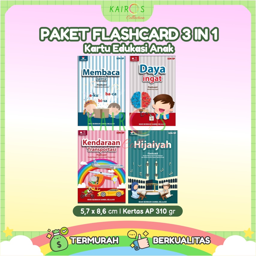 Paket Hemat Flashcard Kartu Belajar Anak 3in1