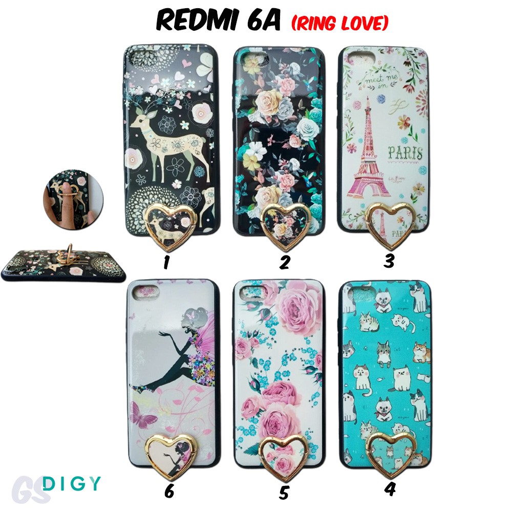 Paket murah Casing REDMI 6A  Motif pooh keropi autofokus Hardcase Softcase  case hp Kartun ring love