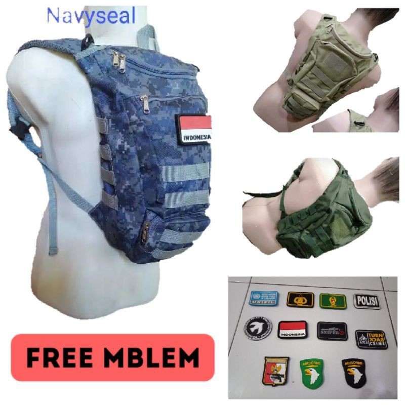 tas ransel sepedah army tactical free/bonus mblem