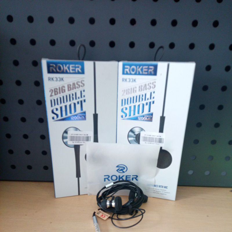 Headset ROKER DOUBLE SHOT RK33K with mic warna hitam