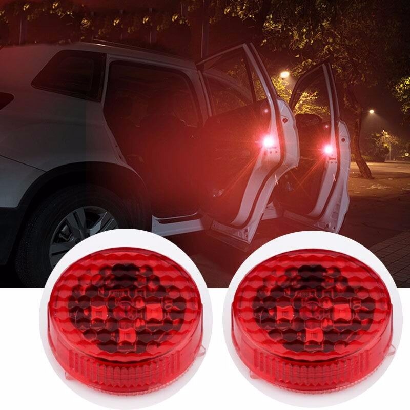 [BISA COD] 2Pcs Lampu LED Peringatan Buka Pintu Mobil Wireless Safety Car Door Warning Light