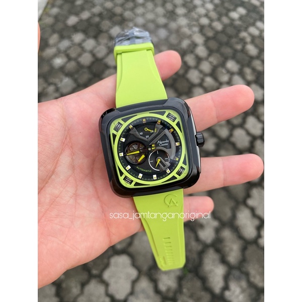 Jam Tangan Alexandre Christie Ac 6577 Automatic Original Green Light Pria