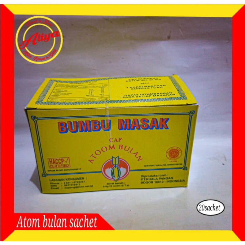 

ATOM BULAN atau ATOOM BULAN Box 20 sachet @7gr. bumbu penyedap praktis siap pakai