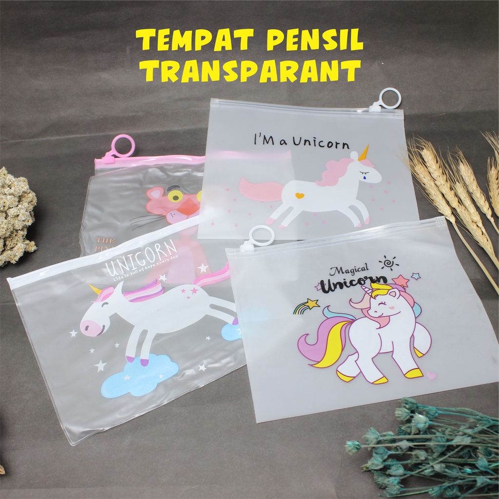 

Zipper Bag Unicorn Tempat Pensil Transparan Serbaguna Motif Lucu