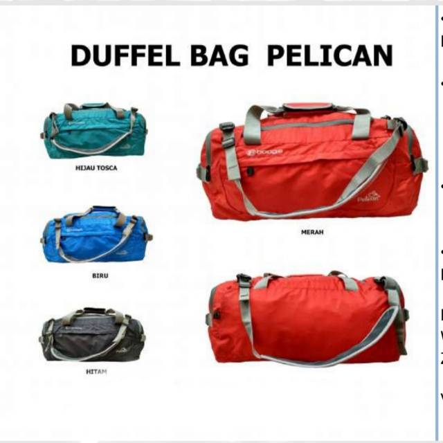 PELICAN TAS PRIA / WANITA SLEMPANG SPORT DUFFEL BAG BOOGIE ORI