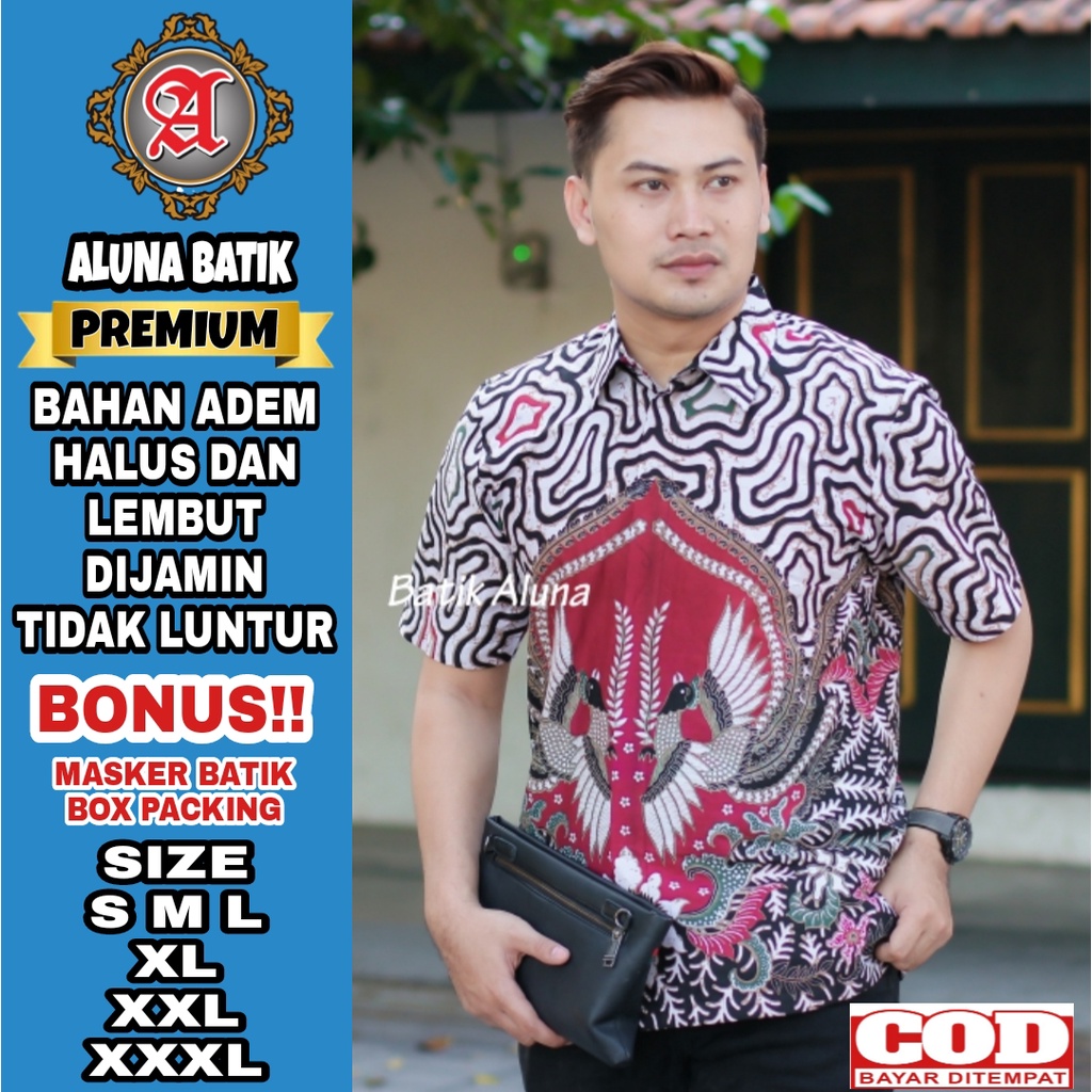 Baju Batik Pria Premium Lengan Pendek Full Furing Batik Solo Pekalongan Dewasa Batik Reguler Batik A