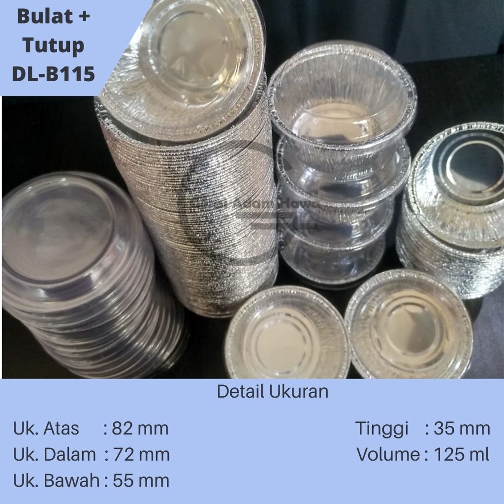 Alumunium Foil Cup RX125 (DL-B 115)+Tutup | Cup Aluminium Foil Bulat DL-B115 model RX 125 | Wadah Cu