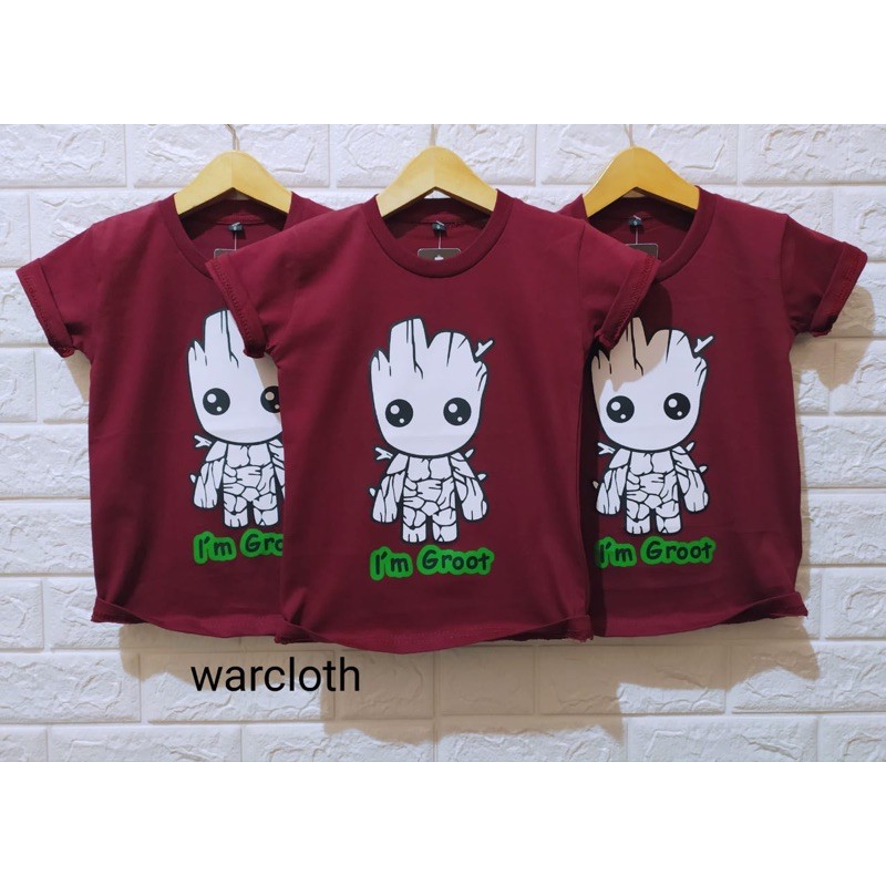 Baju Bayi Anak GROOT marun Kualitas Bahan Distro Termurah - bahan adem - anak umur 1-8 Tahun Real Pict