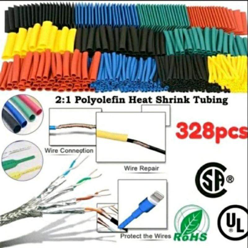 Kabel Bakar Heat Shrink 1Set 164pcs / 328pcs 8ukuran 4warna