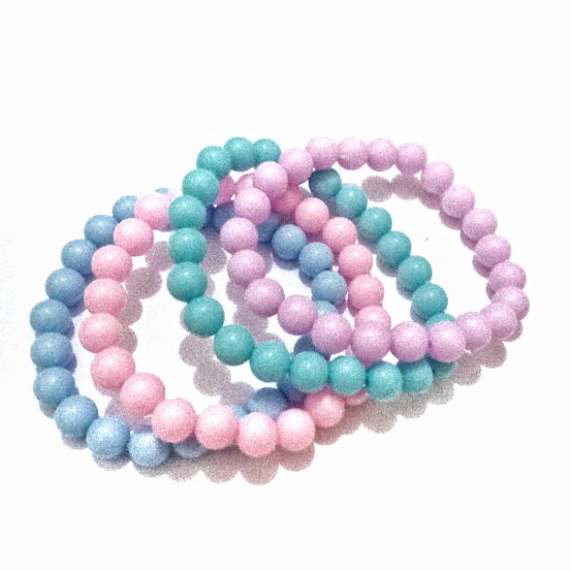 Candy Pastel Beads Bracelet Gelang Handmade Elastis Elastic