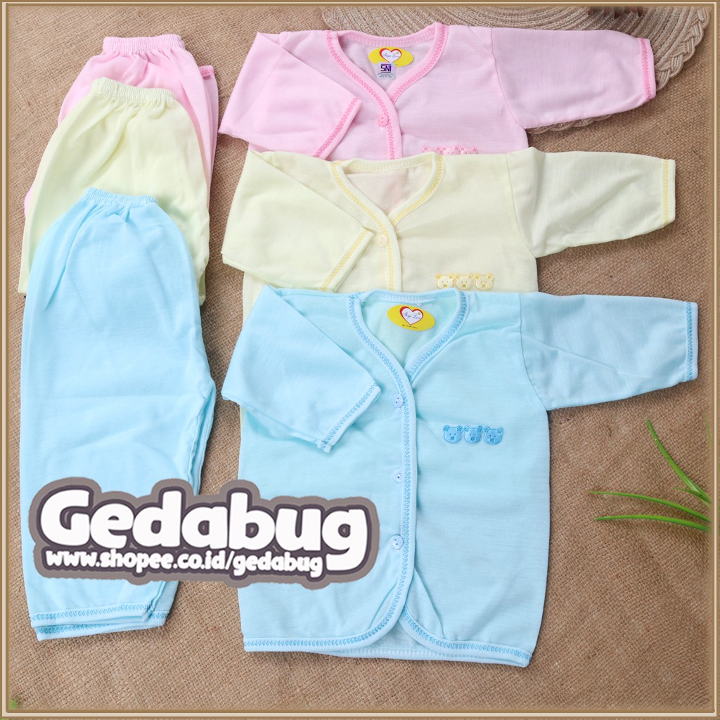 3set - Setelan Care warna Panjang | Baju Panjang + Celana Panjang Bayi New Born