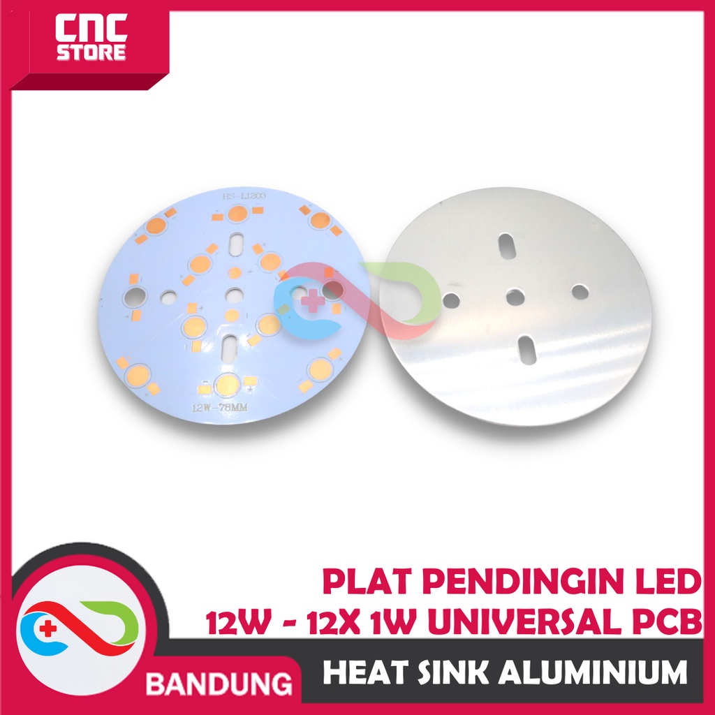 HEAT SINK ALUMINIUM PLAT PENDINGIN LED 12W - 12X 1W UNIVERSAL PCB HEATSINK DIAMETER 78MM ALUM