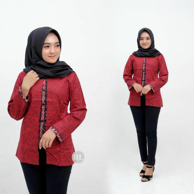 ATASAN BATIK WANITA DAN PRIA MURAH SIZE M L XL XXL-Cewek Merah
