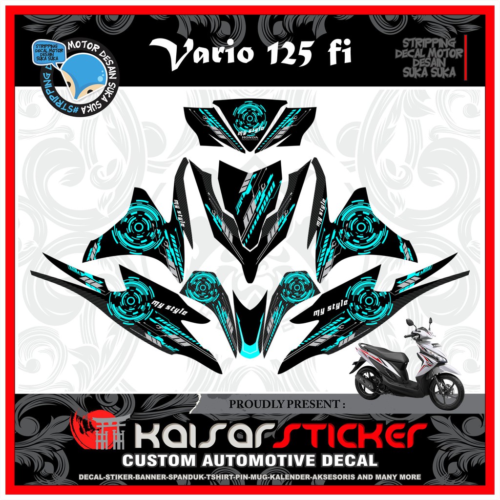 Sticker Decal Motor full body Stiker Honda Vario Techno 125 Fi Biru Grafis