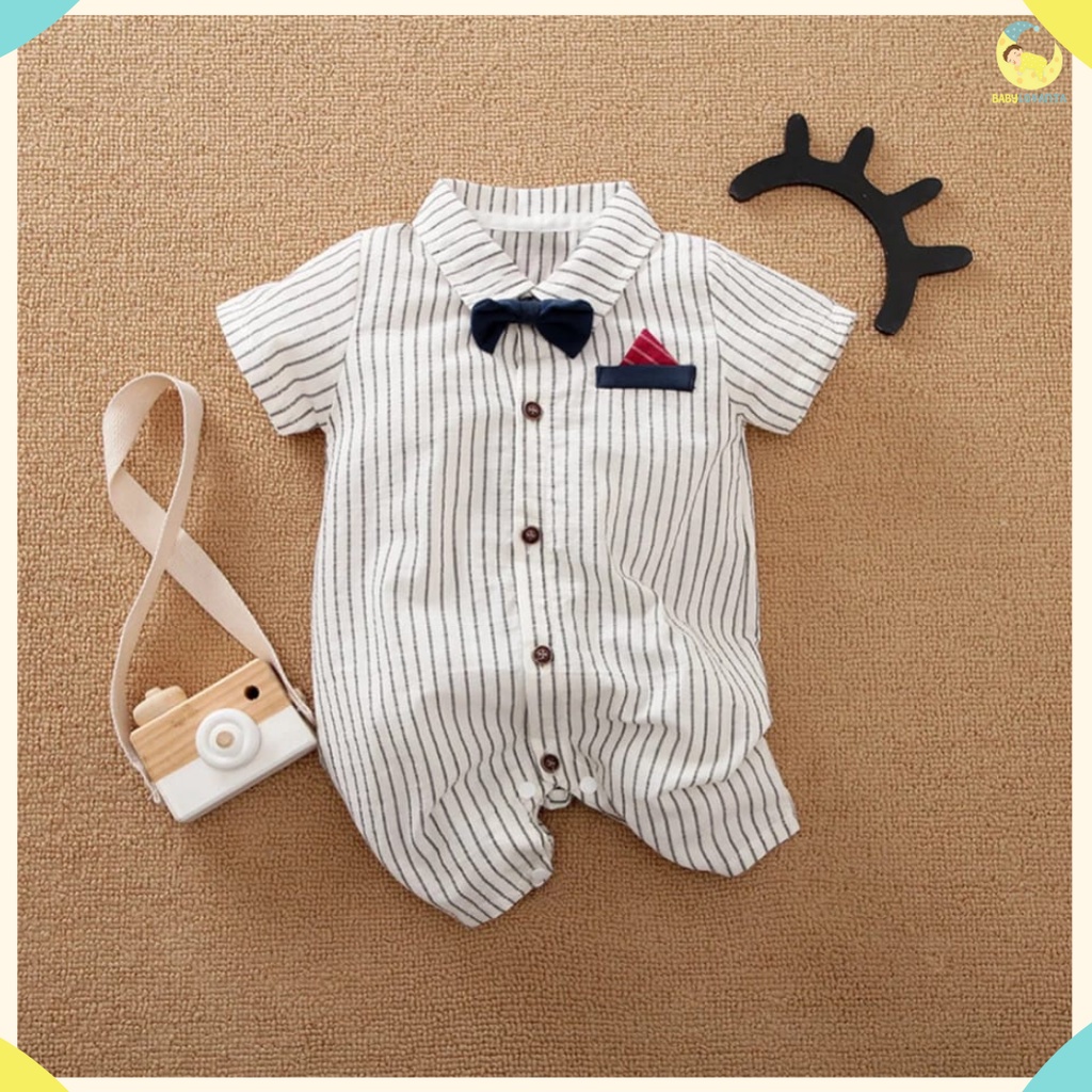 [COD] Jumper bayi TUXEDO PUTIH lengan pendek 0-24 bulan / baju bayi lakilaki jumper bayi lengan pendek premium/Babylovanta