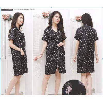 KB - Daster Satin Motif Kembang