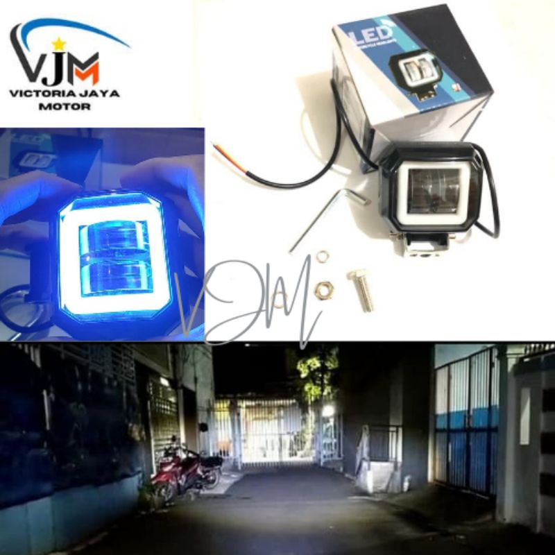 LAMPU TEMBAK LED CREE 2 MATA CWL LENSA 4D 20 WATT KOTAK AE BIRU SINAR PUTIH