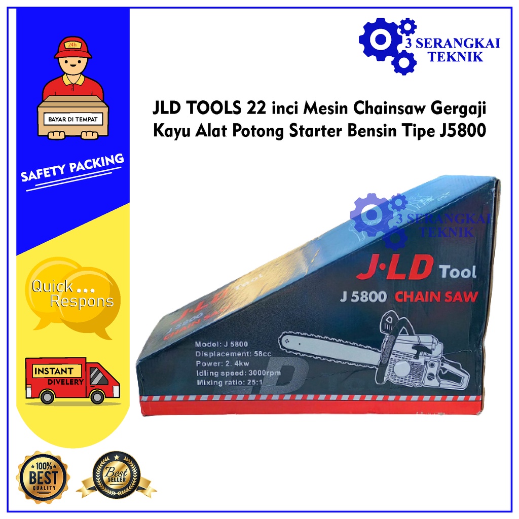 JLD TOOLS 22 inci Mesin Chainsaw Gergaji Kayu Alat Potong Tipe J5800