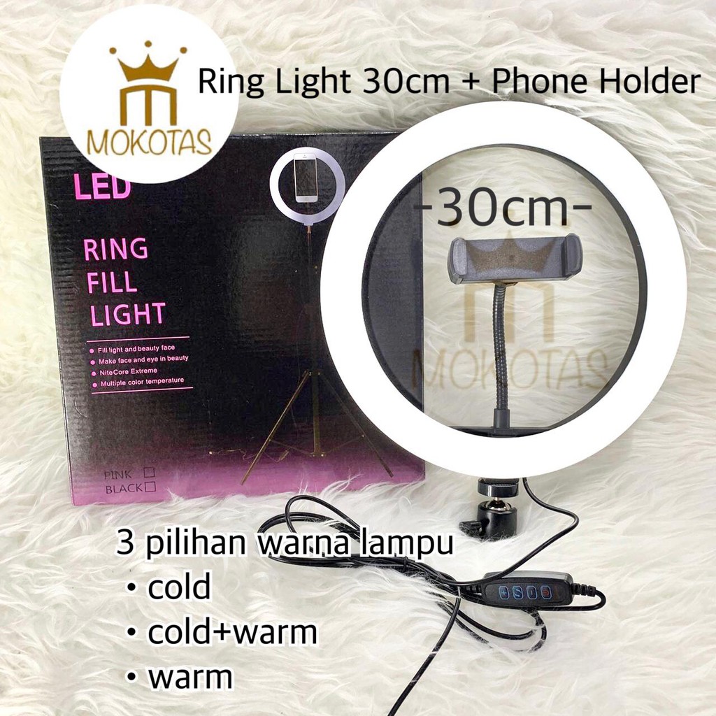 RINGLIGHT LED 30CM LAMPU MAKE UP VLOG LAMPU RINGLIGHT TRIPOD MULTI TIKTOK LIVE