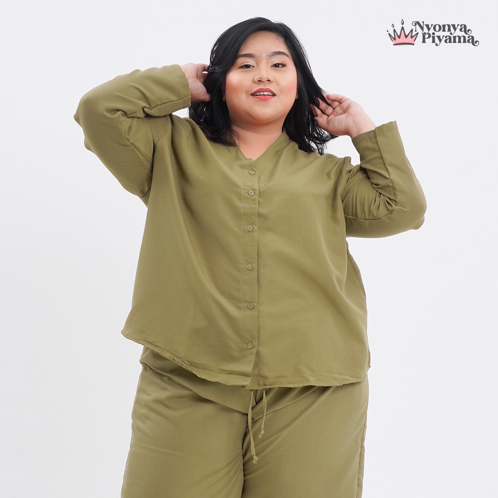 Nyonya Piyama Poly Bamboo Set Piyama Jumbo (Biscotti Polos Oversized Cozy)-3