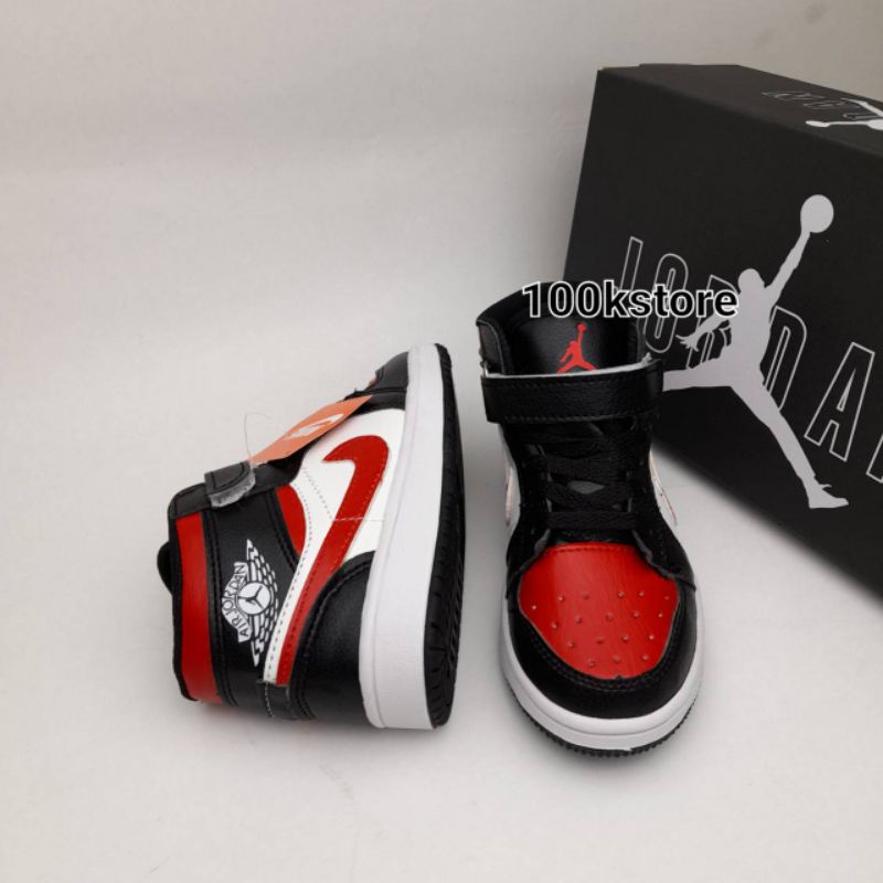 Sepatu Anak Nike Air Jordan anak laki laki black red size 21-35 real pict