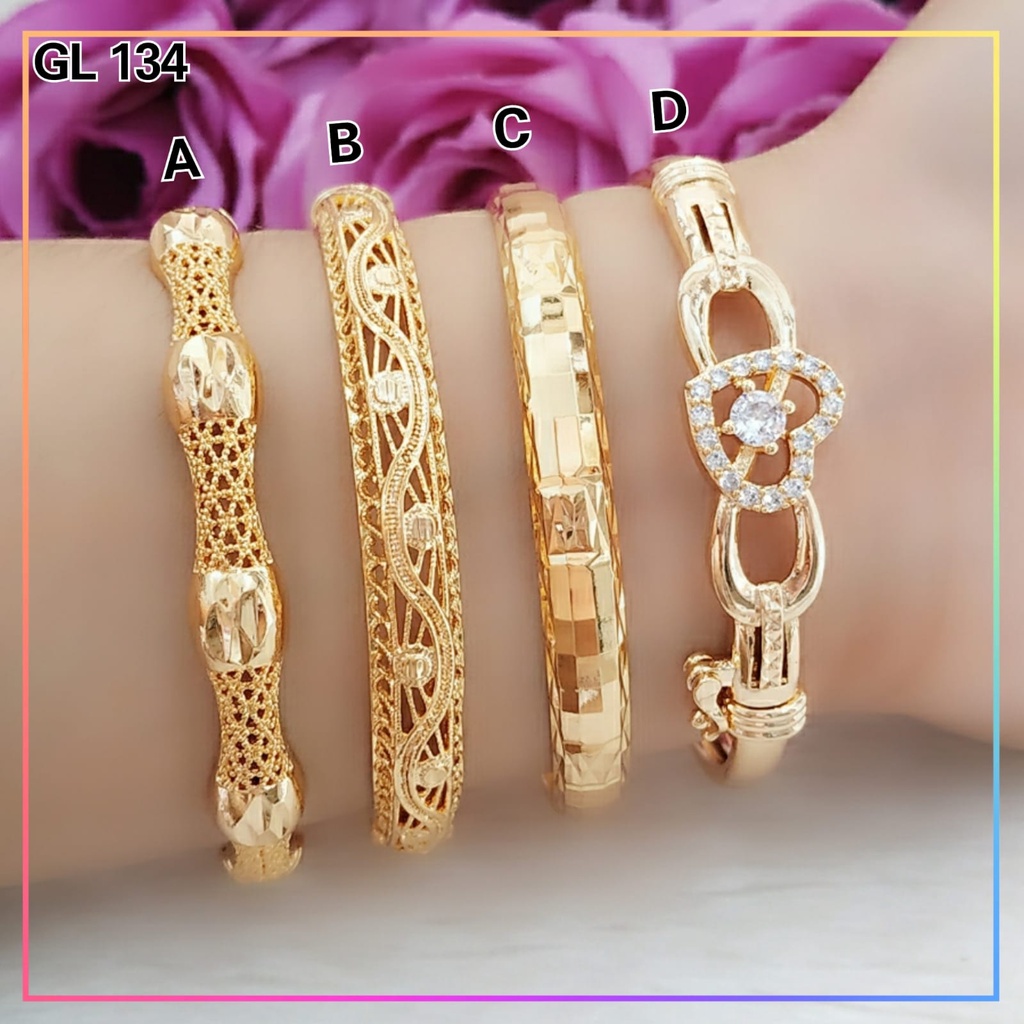 Gelang xuping gelang dewasa bangkok polos krawang motif perhiasan wanita lapis emas gold GL 134
