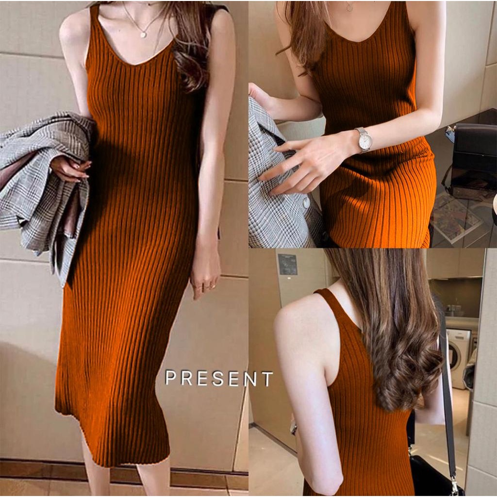 WSE390 - Dress Seline Rajut Dress Rajut Wanita Kasual Lembut Tidak Berbulu Ukuran L &amp; XL LD 100-110 CM Panjang 100cm PREMIUM QUALITY