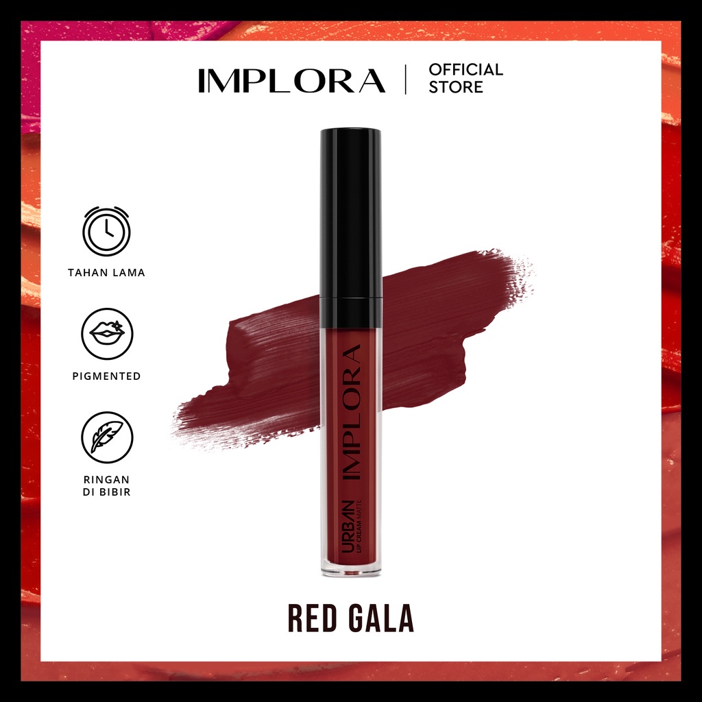 IMPLORA Urban Lip Cream Matte Original BPOM - Best Seller Kosmetik Lipcream Surabaya-20 Red Gala
