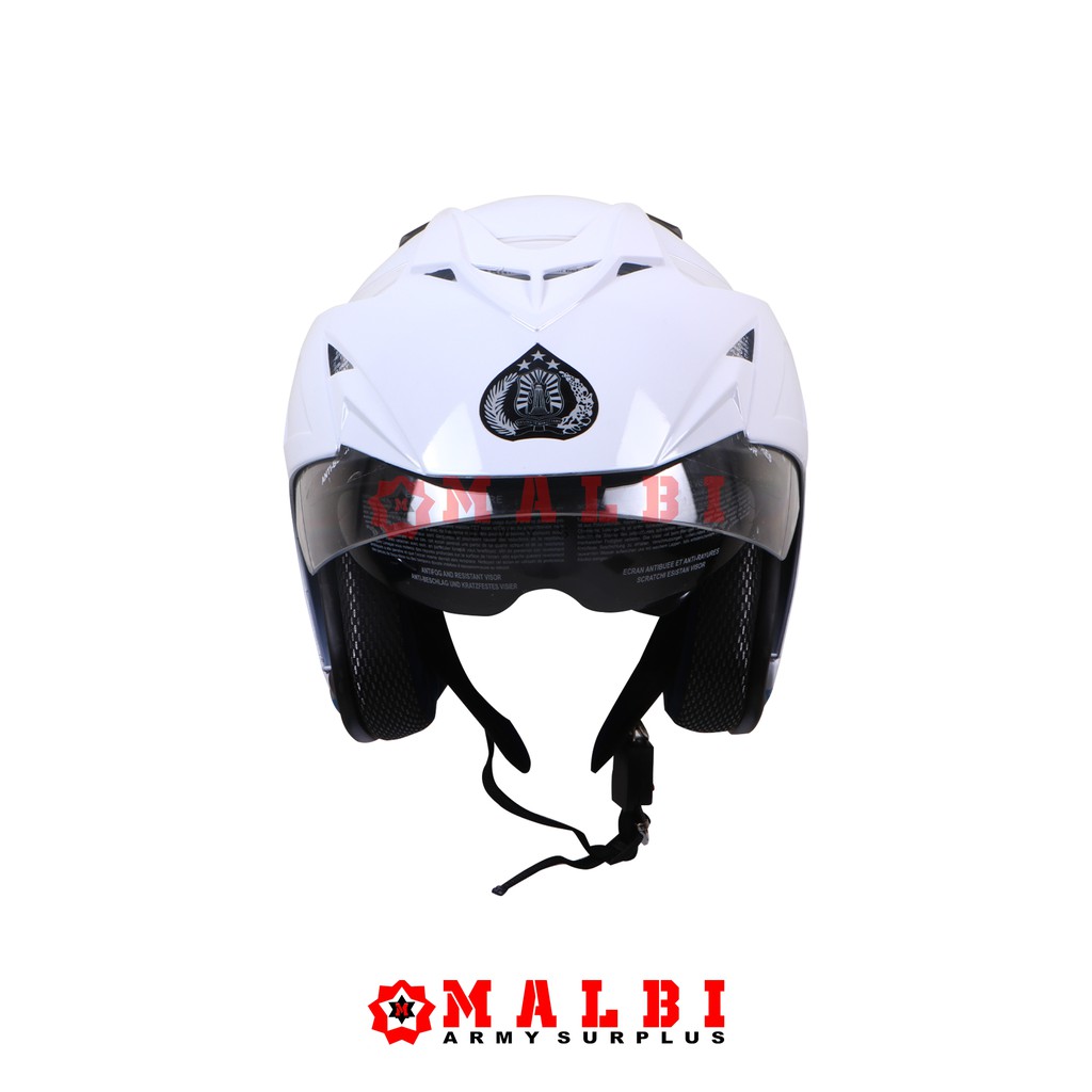 Helm POLANTAS Polisi Lalu Lintas Double Kaca Visor White SNI