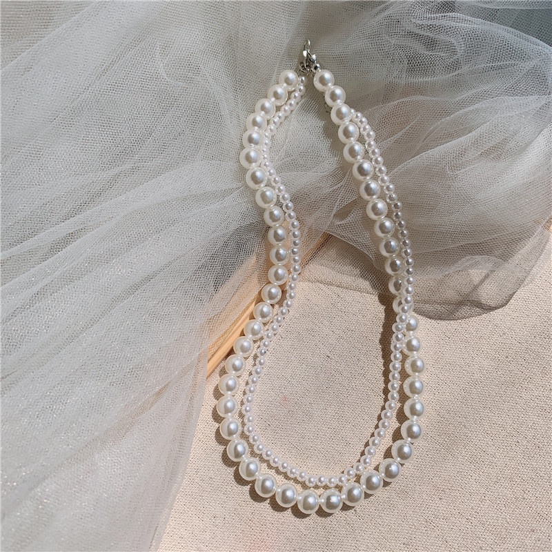 Fashion Double Layer Pearl Necklace Luxury Beads Chain Choker Necklaces for Women Jewelry Accessories