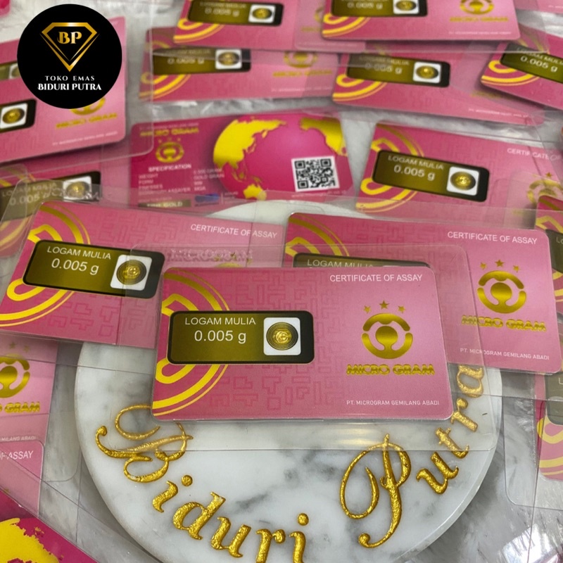 EMAS MINI Micro gram 0.005gram LOGAM MULIA 24KARAT DIJAMIN ORIGINAL 100% EMAS MURNI ASLI TERMURAH MINI GRAM / MINI GOLD / Baby gold UNTUK SOUVENIR HADIAH MASKAWIN GIFT PRODUK