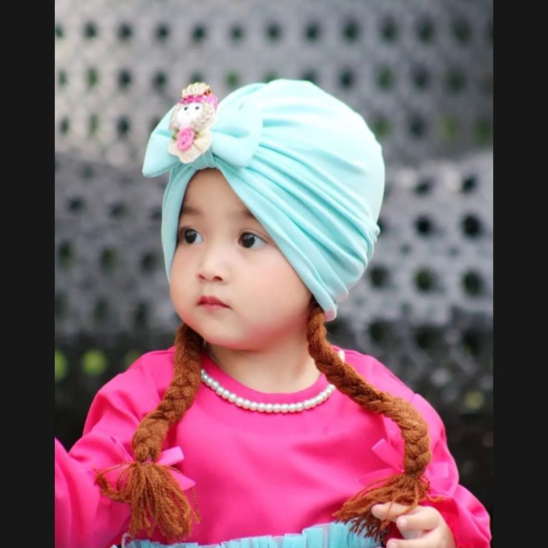 Turban Boneka Kepang Anak Bayi Usia 0-3 Tahun | Ciput Perempuan Baby New Born | Bandana Baby Girl Newborn Import Premium Lucu