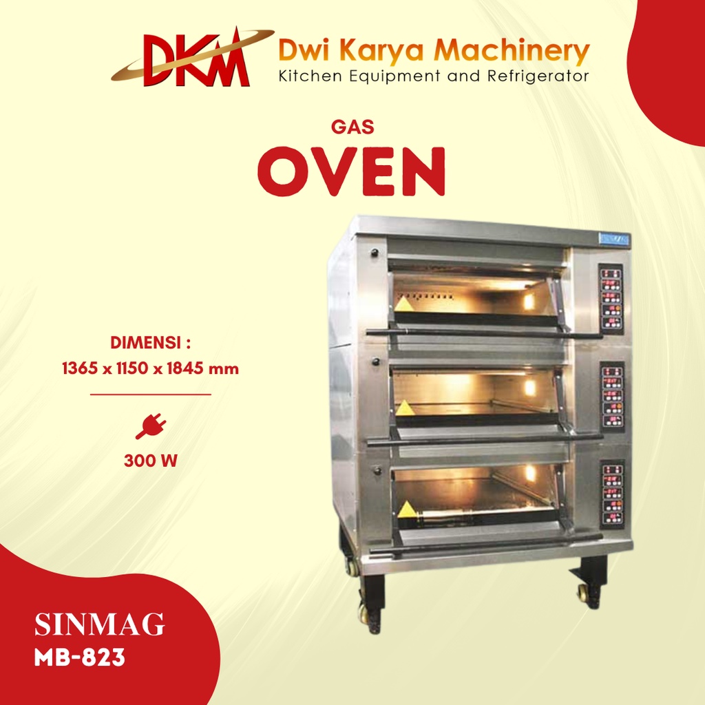 Gas Baking Oven Sinmag MB-823 / 3 deck 6 Loyang