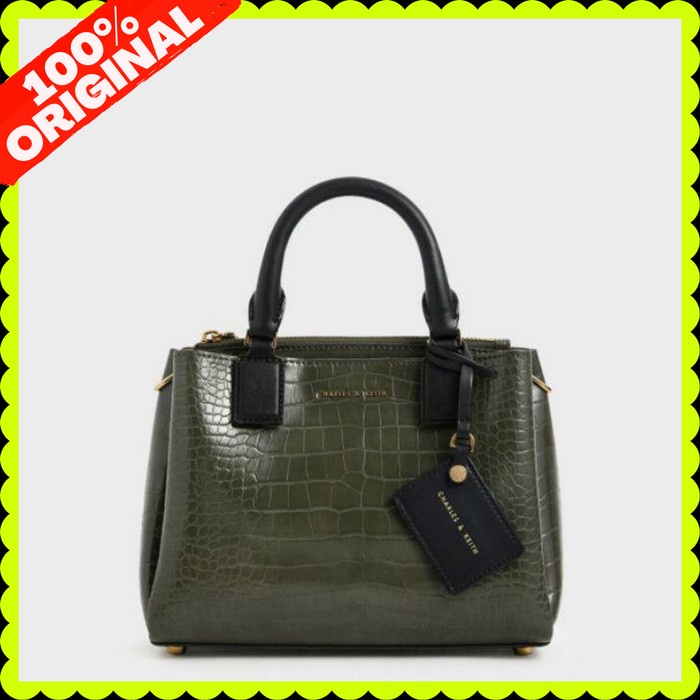 MURAH Tas Charles And Keith Original store 50983 - Olive Croco