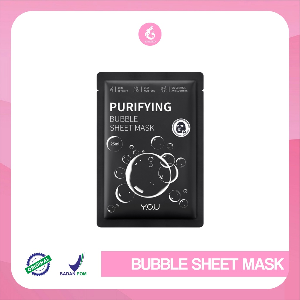 YOU Purifying Bubble Sheet Mask Bubble Detox Masker Wajah Moisturizer &amp; Oil Control