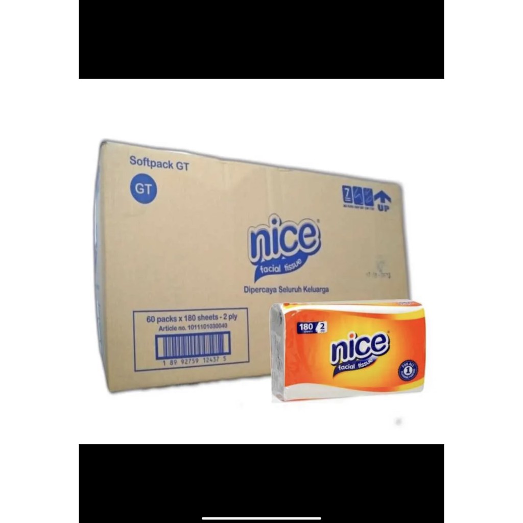 [1 Dus Tisu] Tissue Nice 180 Sheet 2 Ply Nice Facial Tisu Wajah Tissu Soft Pack 1 Karton Isi 60 Pack