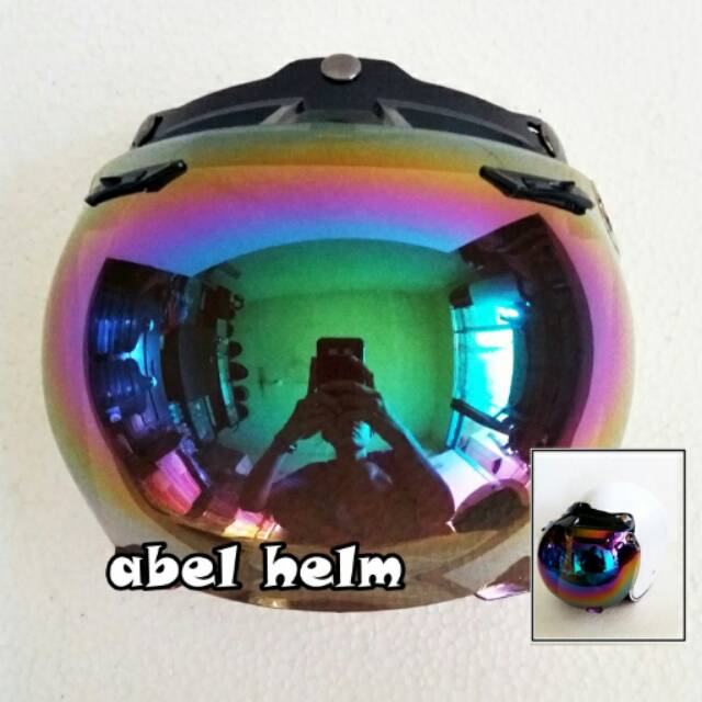 Kaca bogo helm retro helm bogo rainbow pelangi9