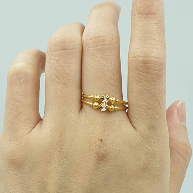  Cincin  emas  asli kadar 700 model susun kristal simple  